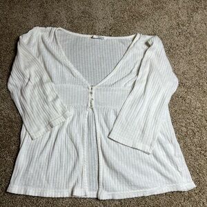 Re-thrift white button boho top